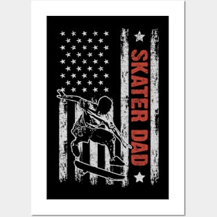 Skateboard Dad American Flag Father's Day 4th Of July Gift Posters and Art